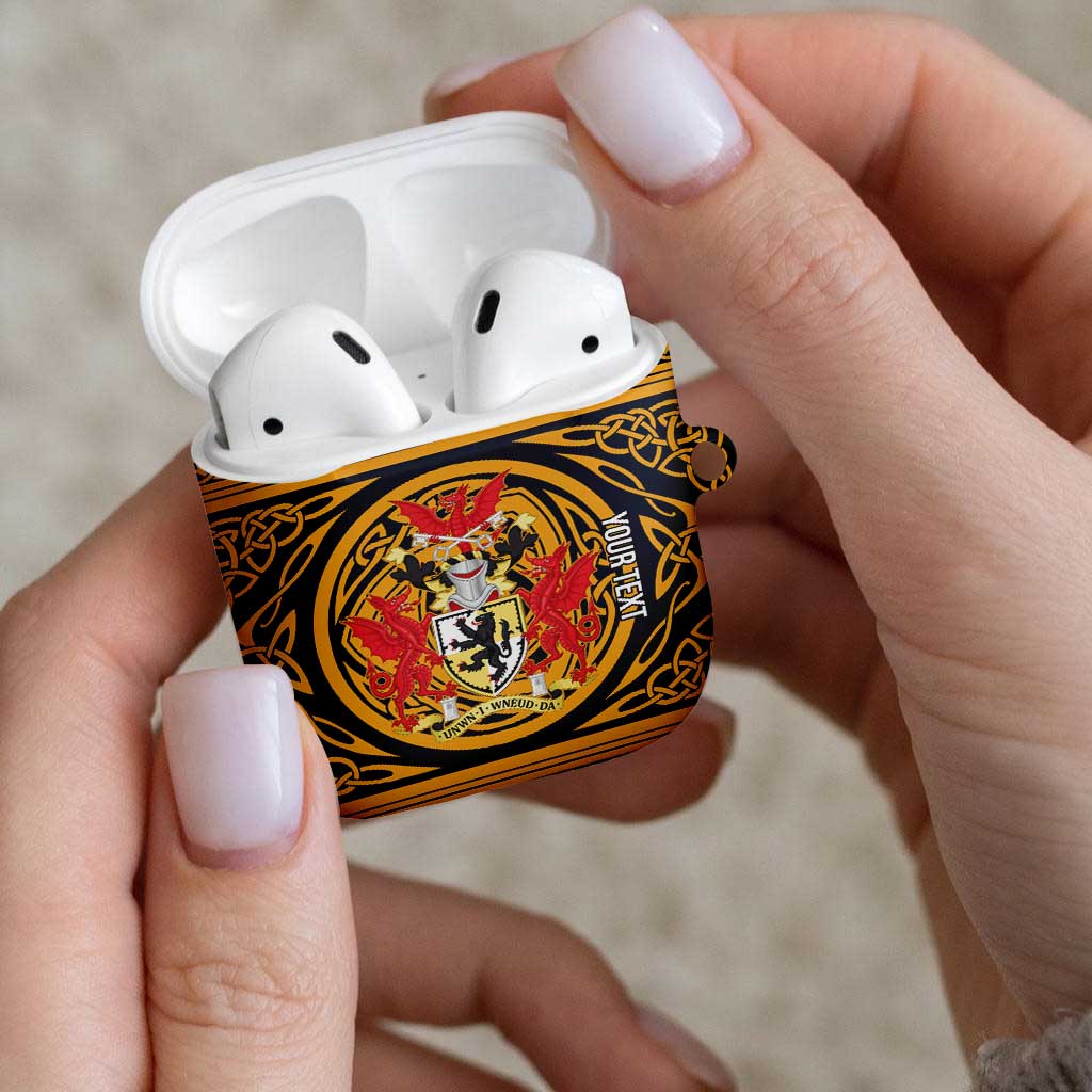 Personalized Denbighshire Wales AirPods Case Coat Of Arms Celtic Style - Wonder Print Shop