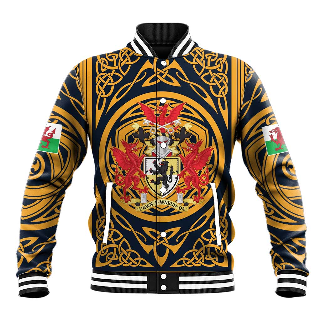Personalized Denbighshire Wales Baseball Jacket Coat Of Arms Celtic Style - Wonder Print Shop