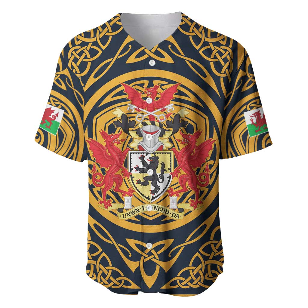 Personalized Denbighshire Wales Baseball Jersey Coat Of Arms Celtic Style - Wonder Print Shop
