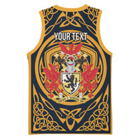 Personalized Denbighshire Wales Basketball Jersey Coat Of Arms Celtic Style - Wonder Print Shop