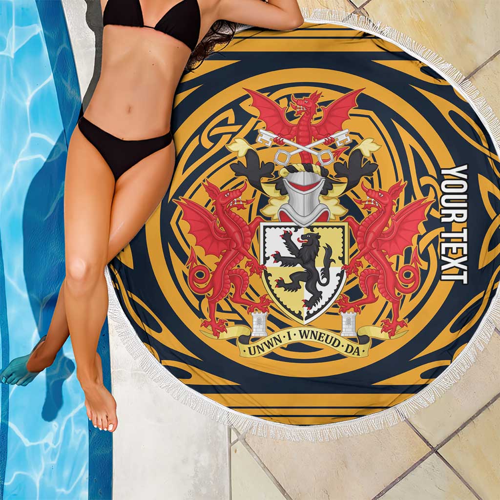 Personalized Denbighshire Wales Beach Blanket Coat Of Arms Celtic Style - Wonder Print Shop