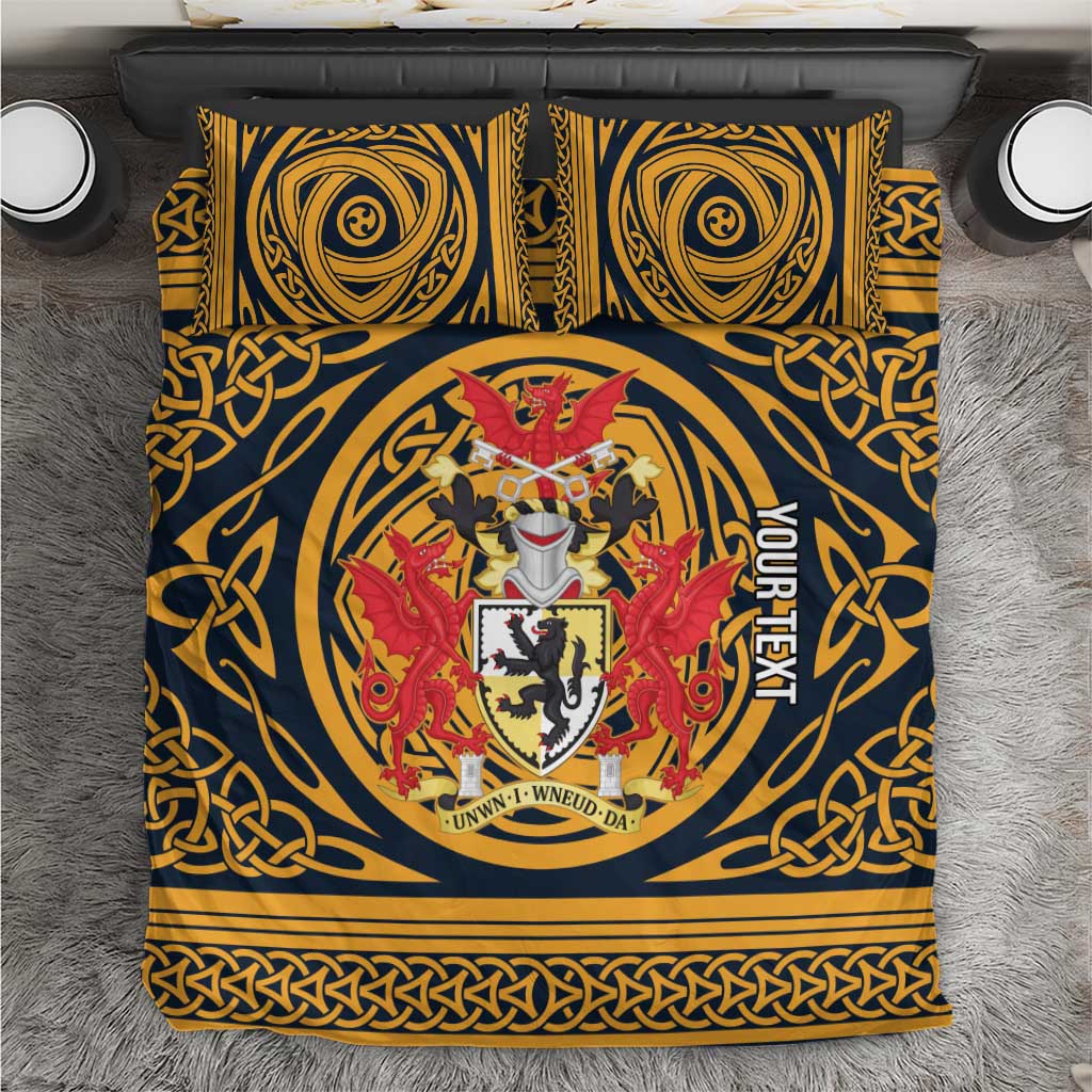 Personalized Denbighshire Wales Bedding Set Coat Of Arms Celtic Style - Wonder Print Shop