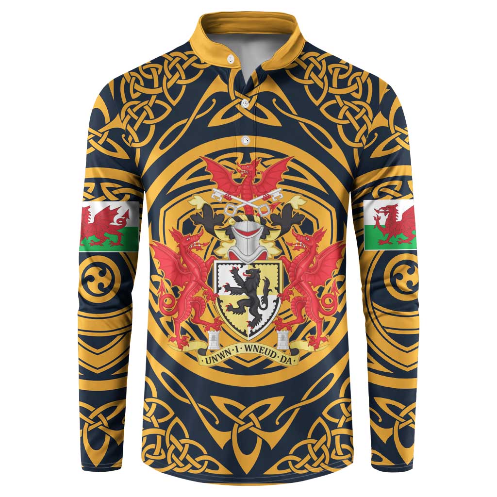 Personalized Denbighshire Wales Button Sweatshirt Coat Of Arms Celtic Style - Wonder Print Shop