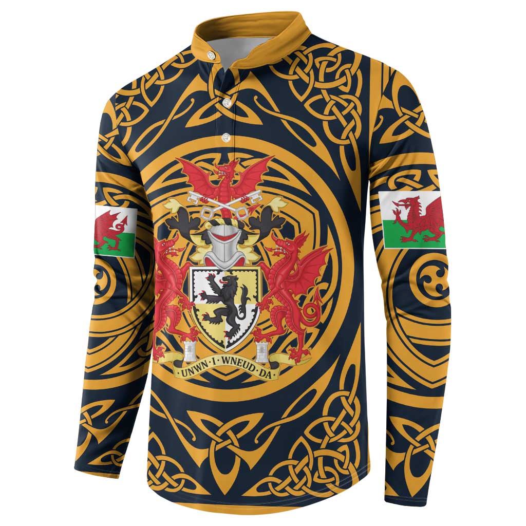 Personalized Denbighshire Wales Button Sweatshirt Coat Of Arms Celtic Style - Wonder Print Shop