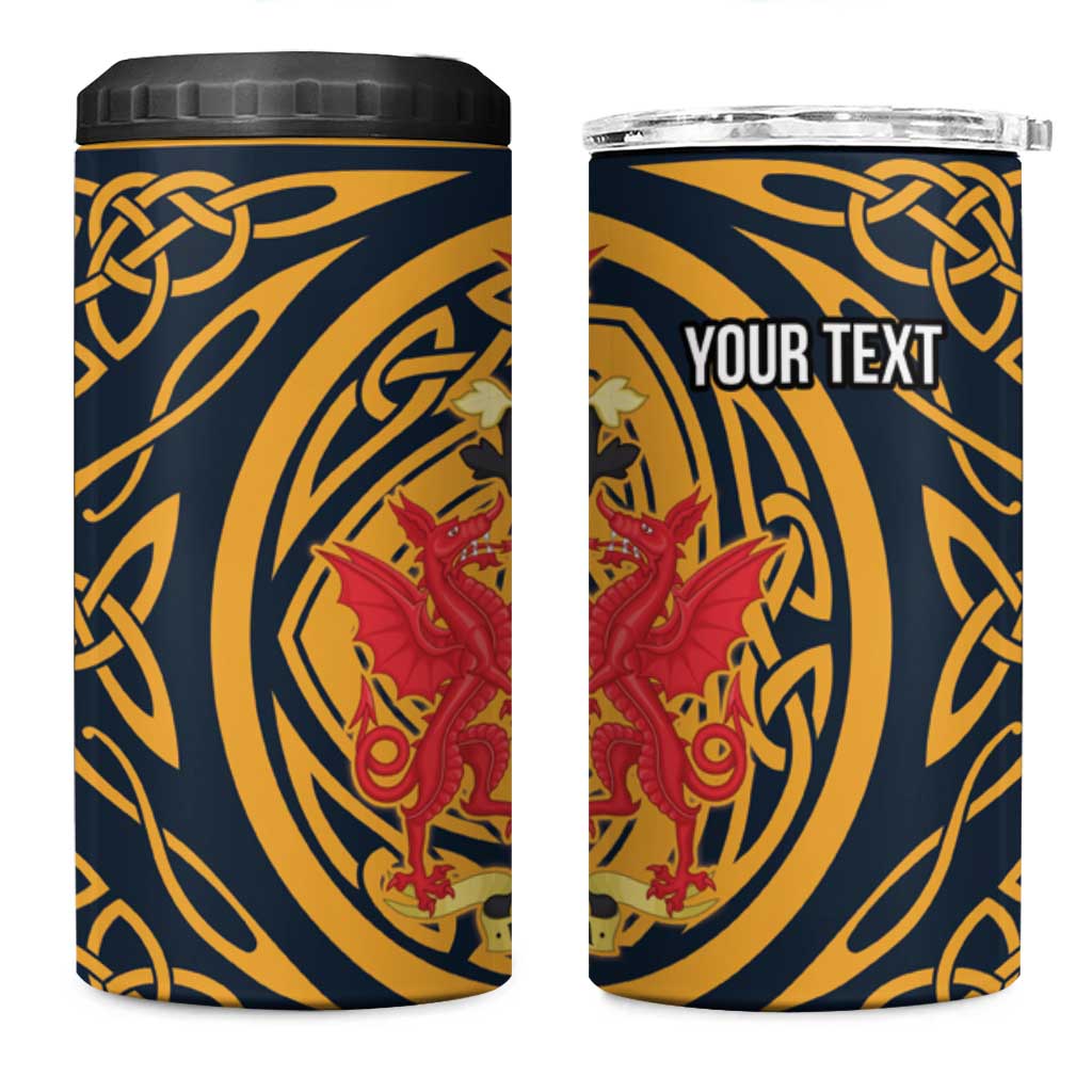 Personalized Denbighshire Wales 4 in 1 Can Cooler Tumbler Coat Of Arms Celtic Style - Wonder Print Shop