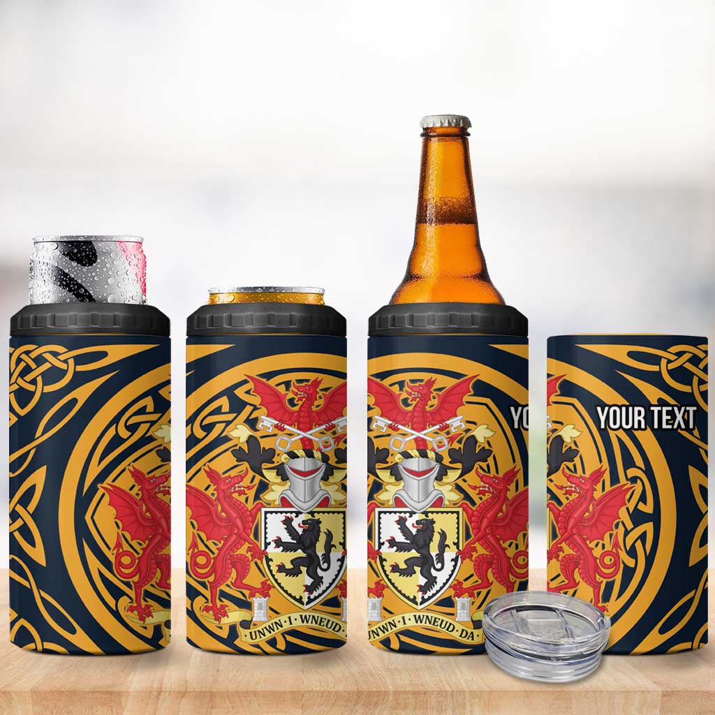 Personalized Denbighshire Wales 4 in 1 Can Cooler Tumbler Coat Of Arms Celtic Style - Wonder Print Shop