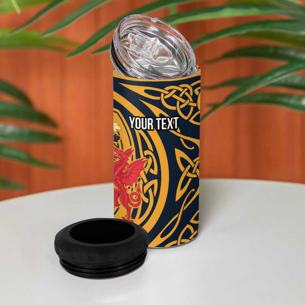Personalized Denbighshire Wales 4 in 1 Can Cooler Tumbler Coat Of Arms Celtic Style - Wonder Print Shop