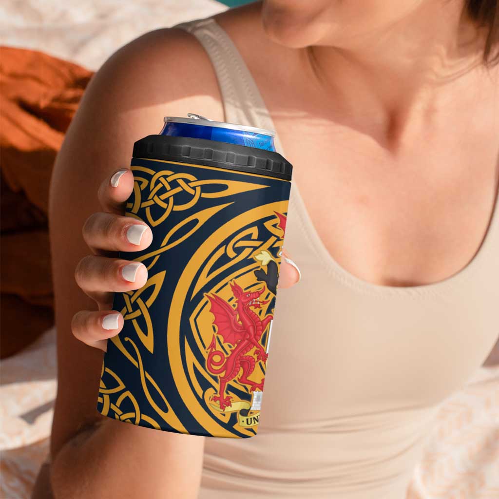 Personalized Denbighshire Wales 4 in 1 Can Cooler Tumbler Coat Of Arms Celtic Style - Wonder Print Shop