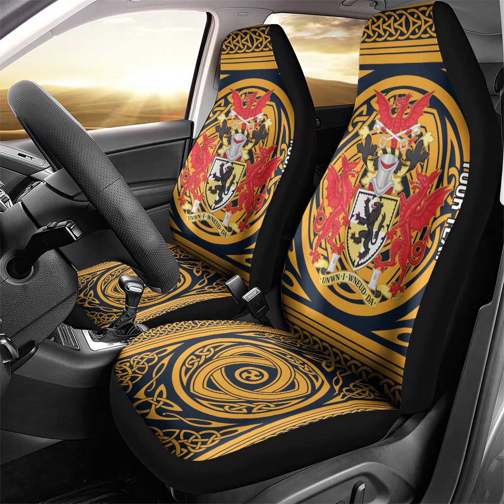 Personalized Denbighshire Wales Car Seat Cover Coat Of Arms Celtic Style - Wonder Print Shop