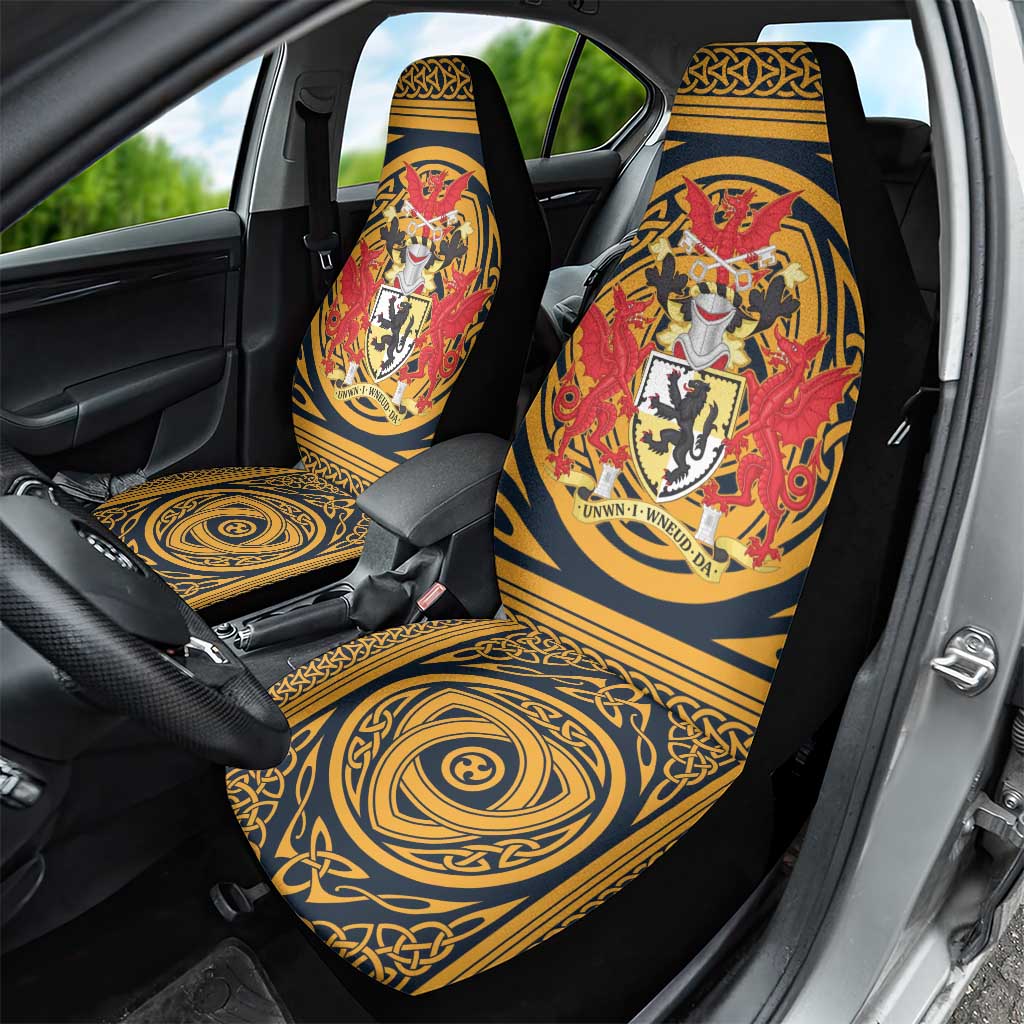 Personalized Denbighshire Wales Car Seat Cover Coat Of Arms Celtic Style - Wonder Print Shop