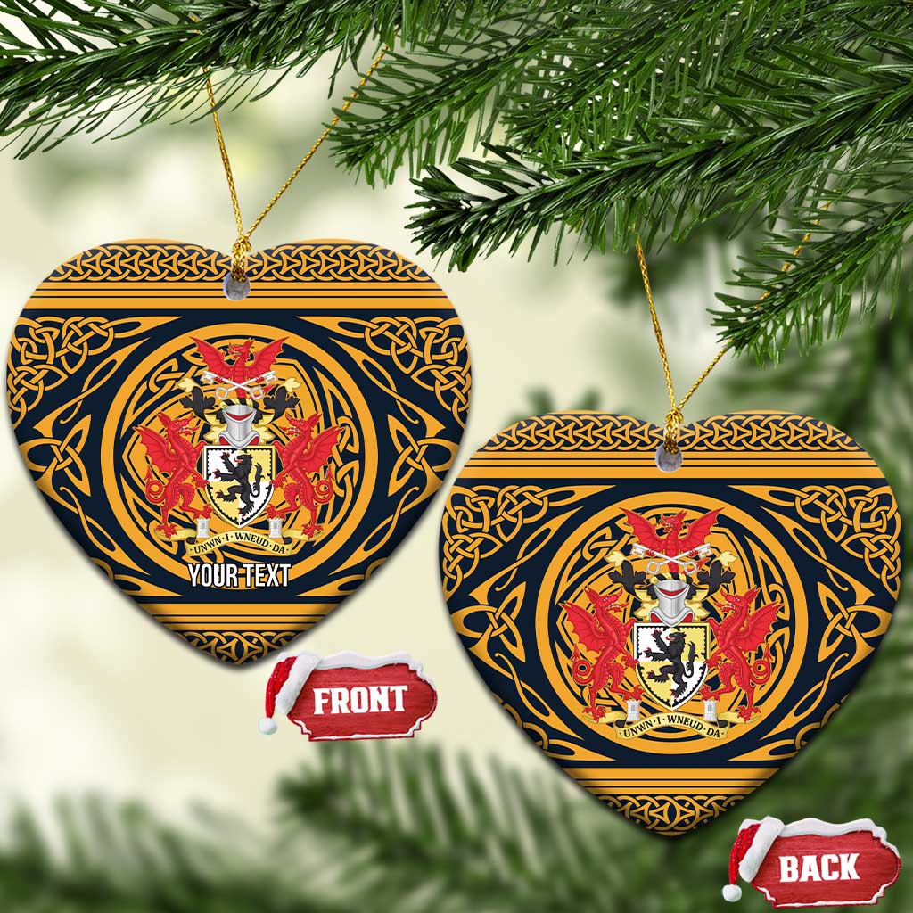 Personalized Denbighshire Wales Ceramic Ornament Coat Of Arms Celtic Style - Wonder Print Shop