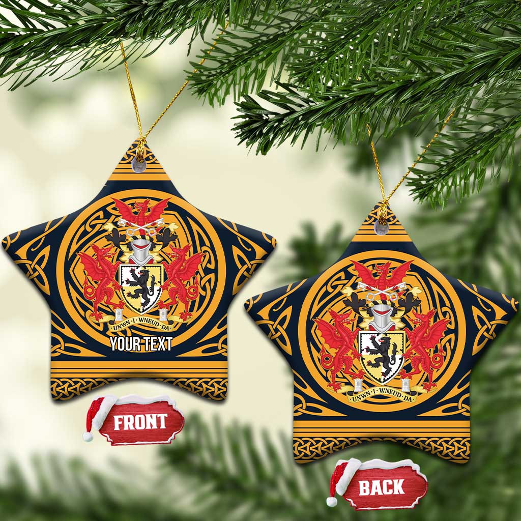 Personalized Denbighshire Wales Ceramic Ornament Coat Of Arms Celtic Style - Wonder Print Shop