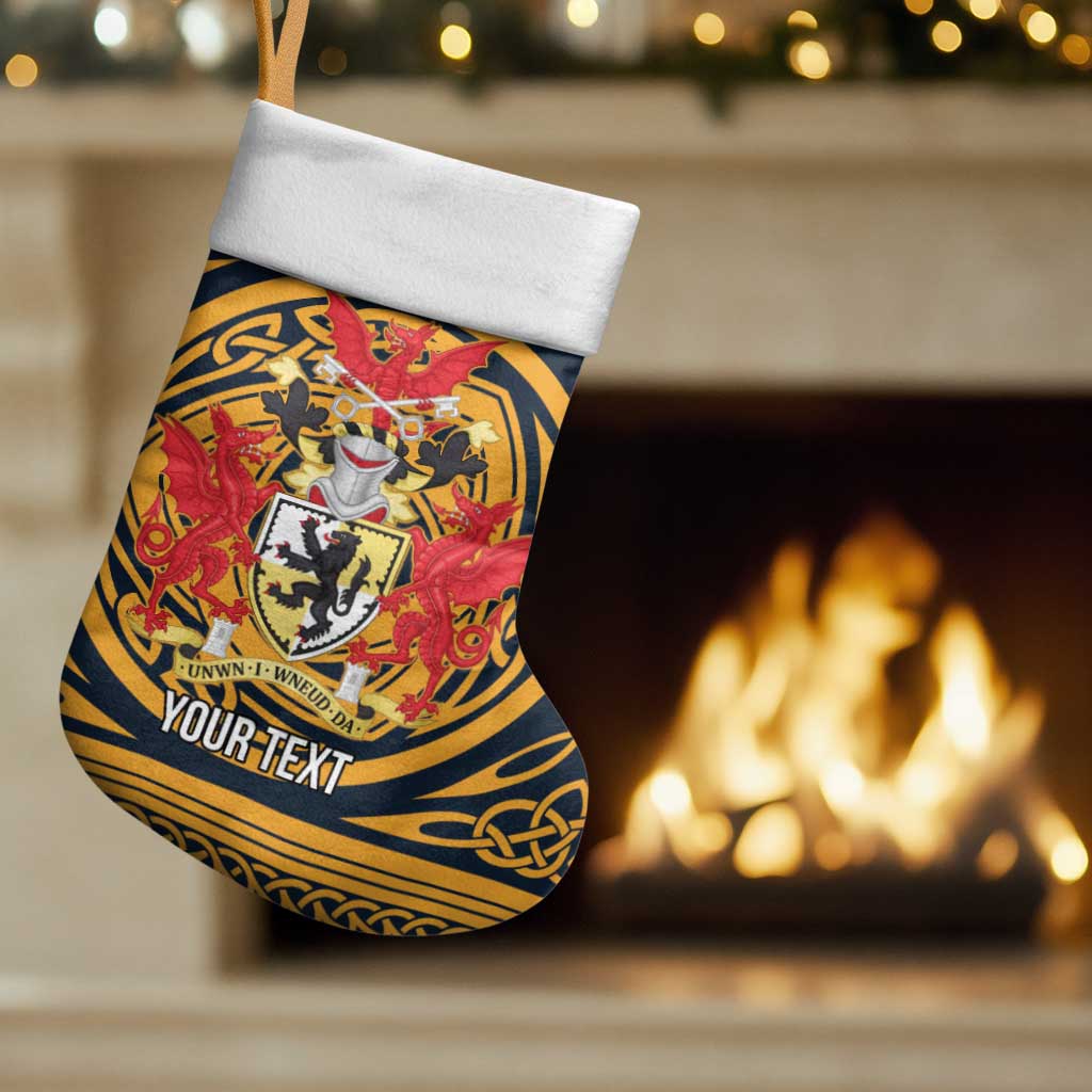 Personalized Denbighshire Wales Christmas Stocking Coat Of Arms Celtic Style - Wonder Print Shop
