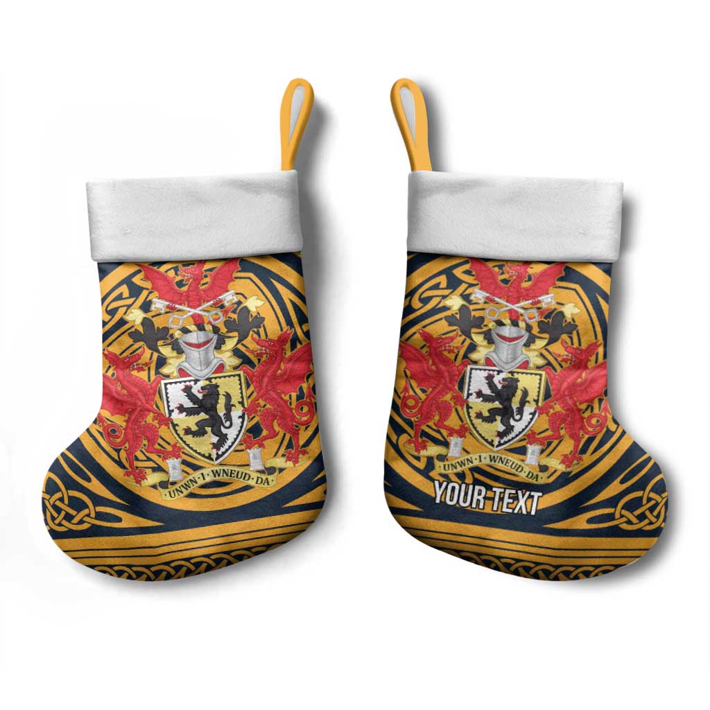 Personalized Denbighshire Wales Christmas Stocking Coat Of Arms Celtic Style - Wonder Print Shop