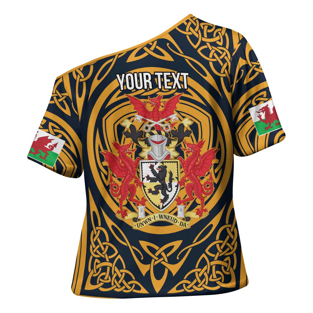 Personalized Denbighshire Wales Cross Shoulder Shirt Coat Of Arms Celtic Style - Wonder Print Shop