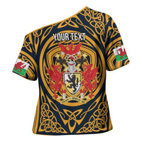 Personalized Denbighshire Wales Cross Shoulder Shirt Coat Of Arms Celtic Style - Wonder Print Shop