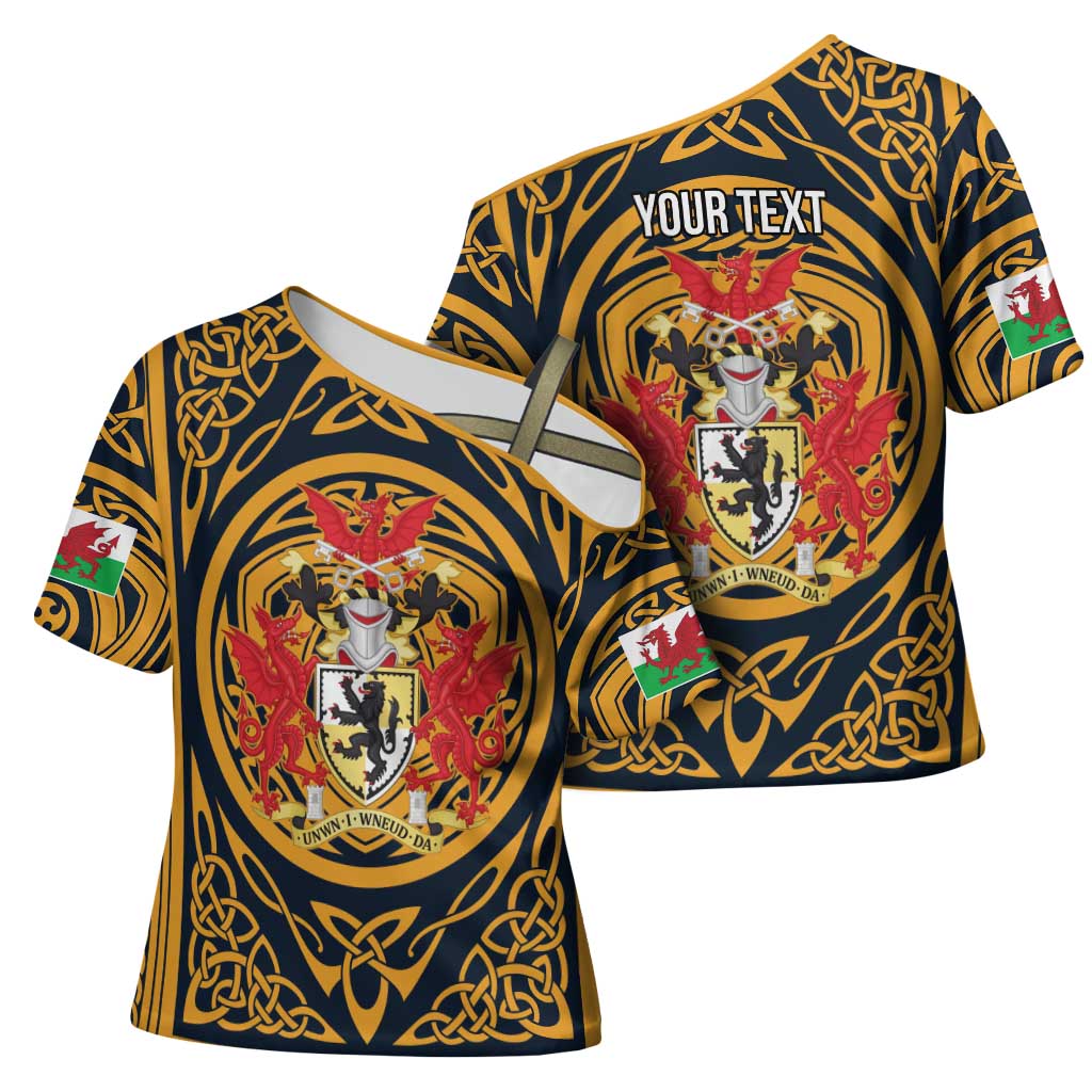 Personalized Denbighshire Wales Cross Shoulder Shirt Coat Of Arms Celtic Style - Wonder Print Shop