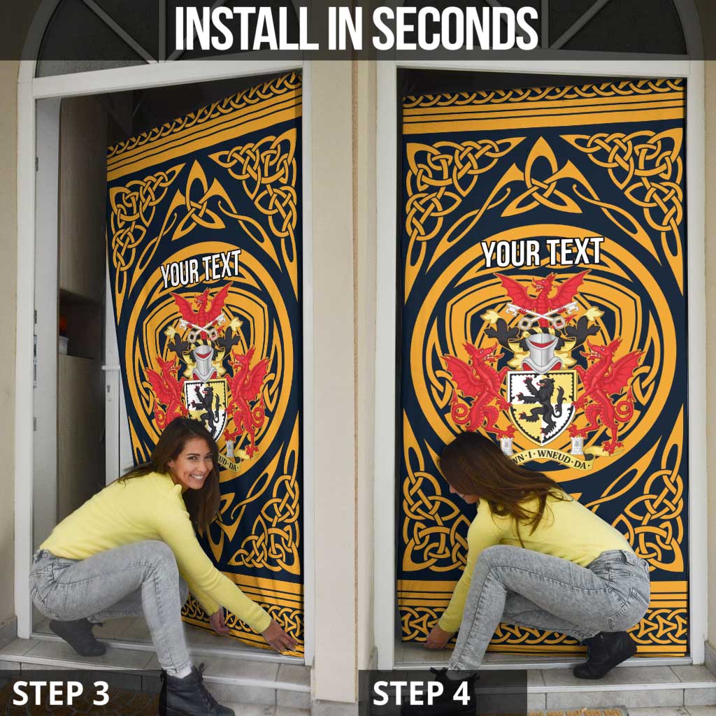 Personalized Denbighshire Wales Door Cover Coat Of Arms Celtic Style - Wonder Print Shop