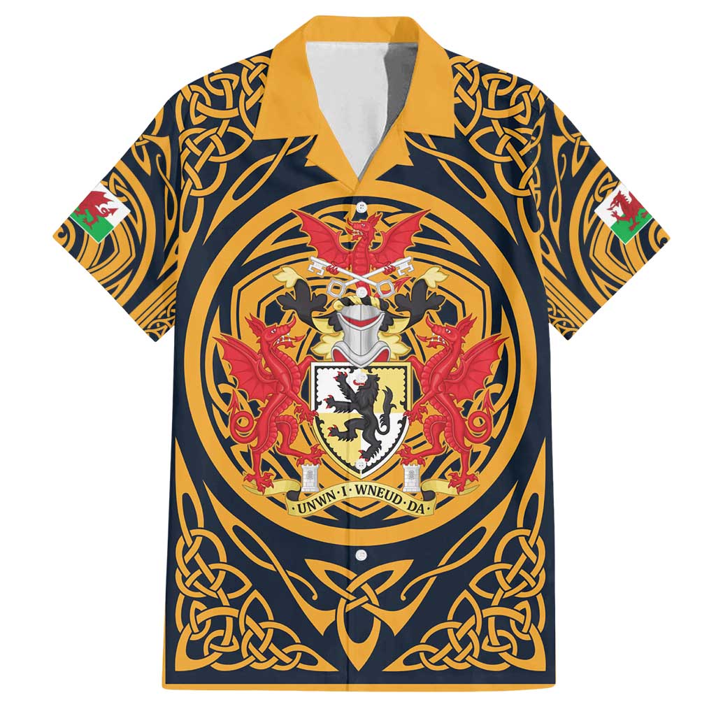 Personalized Denbighshire Wales Family Matching Long Sleeve Bodycon Dress and Hawaiian Shirt Coat Of Arms Celtic Style - Wonder Print Shop