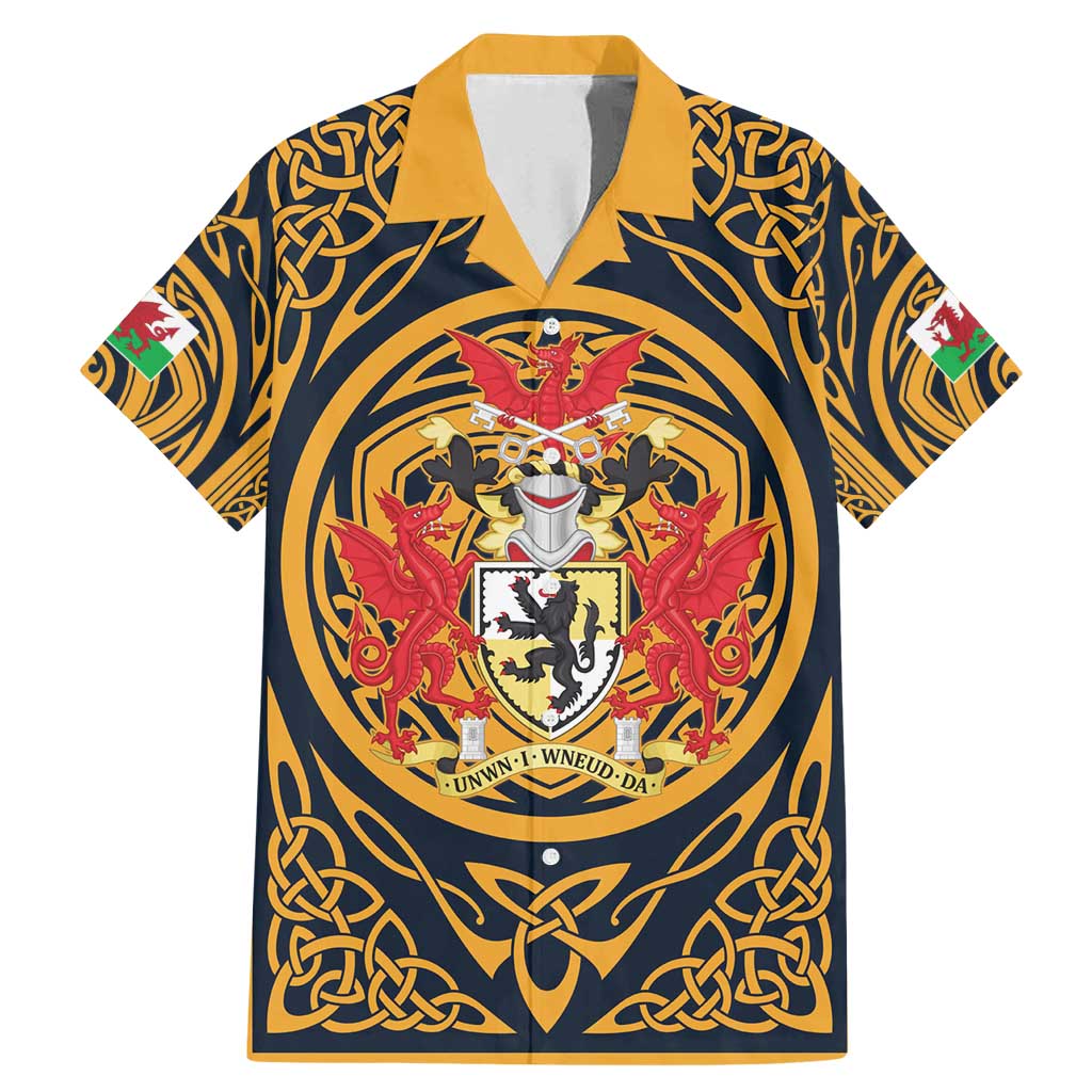 Personalized Denbighshire Wales Family Matching Mermaid Dress and Hawaiian Shirt Coat Of Arms Celtic Style - Wonder Print Shop