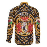 Personalized Denbighshire Wales Family Matching Off The Shoulder Long Sleeve Dress and Hawaiian Shirt Coat Of Arms Celtic Style - Wonder Print Shop