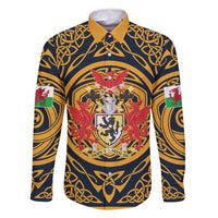 Personalized Denbighshire Wales Family Matching Off Shoulder Short Dress and Hawaiian Shirt Coat Of Arms Celtic Style - Wonder Print Shop