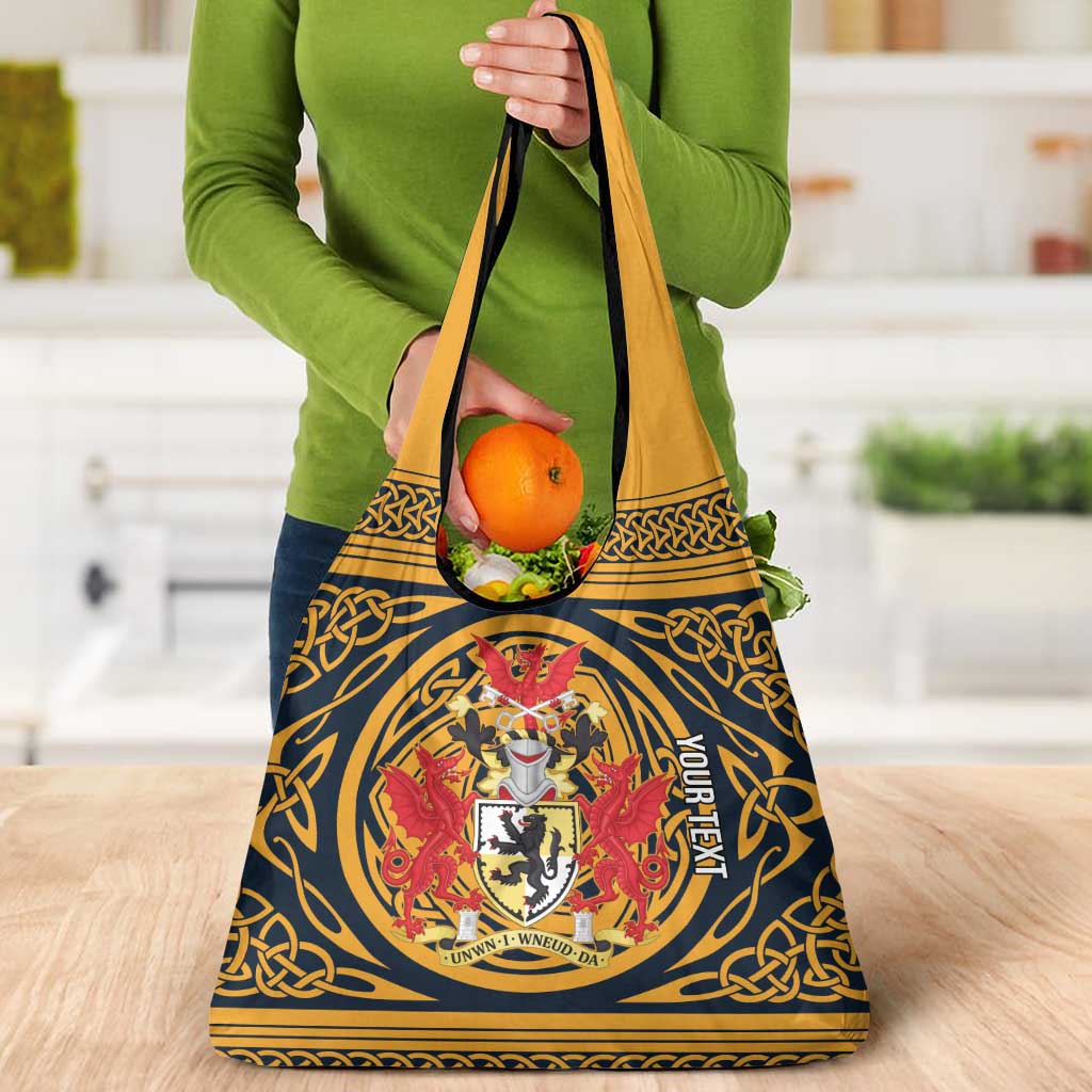 Personalized Denbighshire Wales Grocery Bag Coat Of Arms Celtic Style - Wonder Print Shop