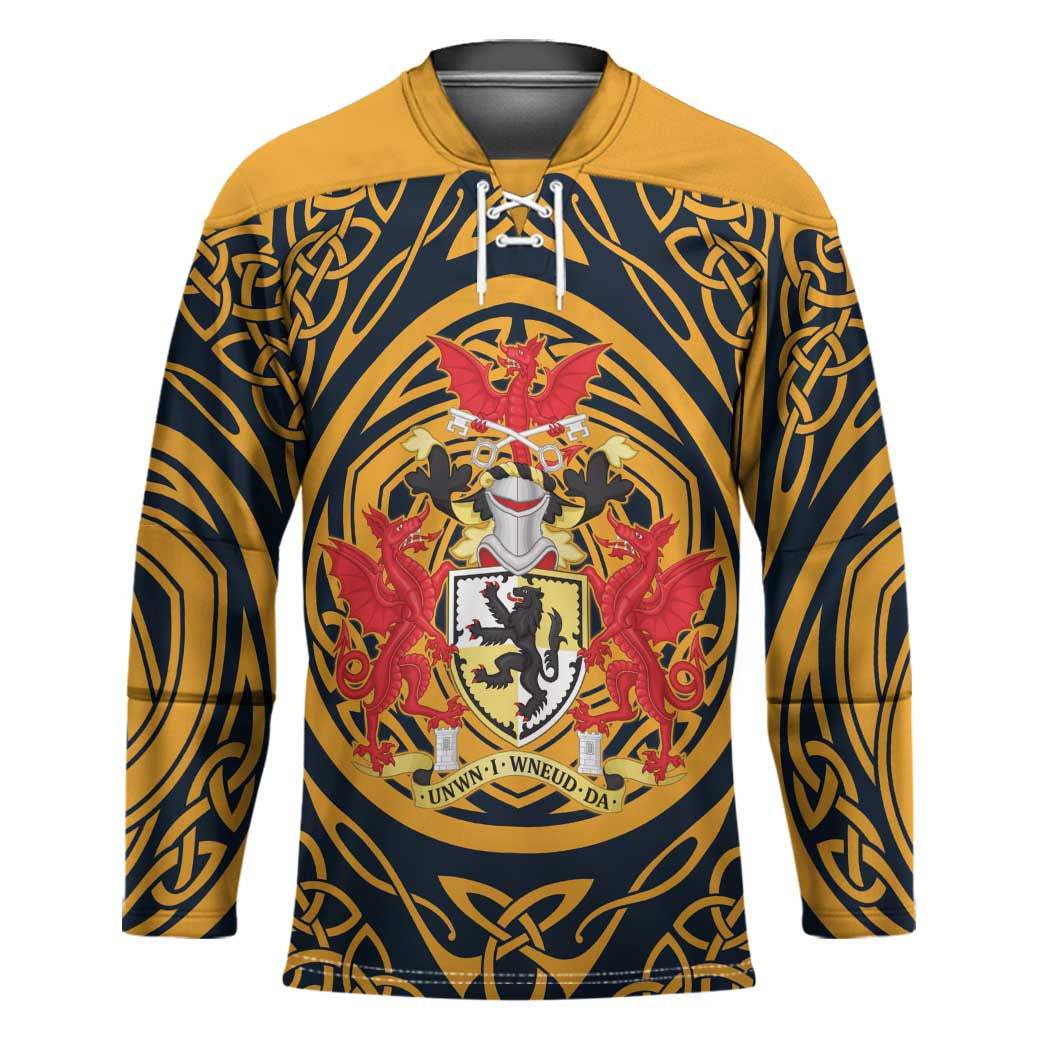 Personalized Denbighshire Wales Hockey Jersey Coat Of Arms Celtic Style - Wonder Print Shop