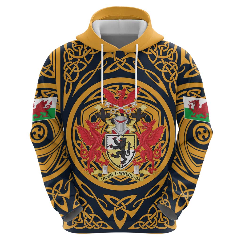 Personalized Denbighshire Wales Hoodie Coat Of Arms Celtic Style - Wonder Print Shop