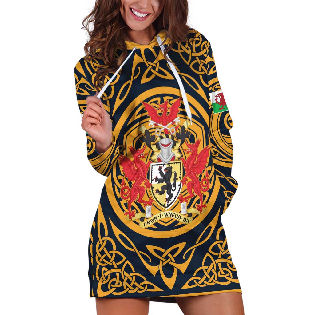 Personalized Denbighshire Wales Hoodie Dress Coat Of Arms Celtic Style - Wonder Print Shop