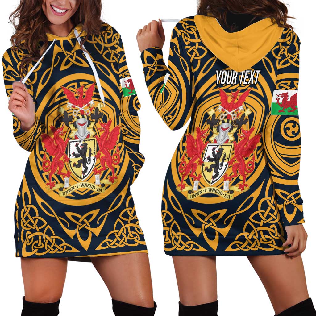 Personalized Denbighshire Wales Hoodie Dress Coat Of Arms Celtic Style - Wonder Print Shop