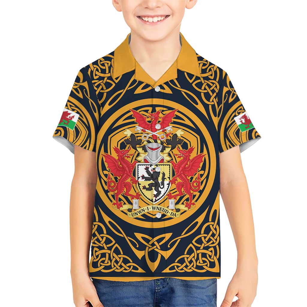 Personalized Denbighshire Wales Kid Hawaiian Shirt Coat Of Arms Celtic Style - Wonder Print Shop