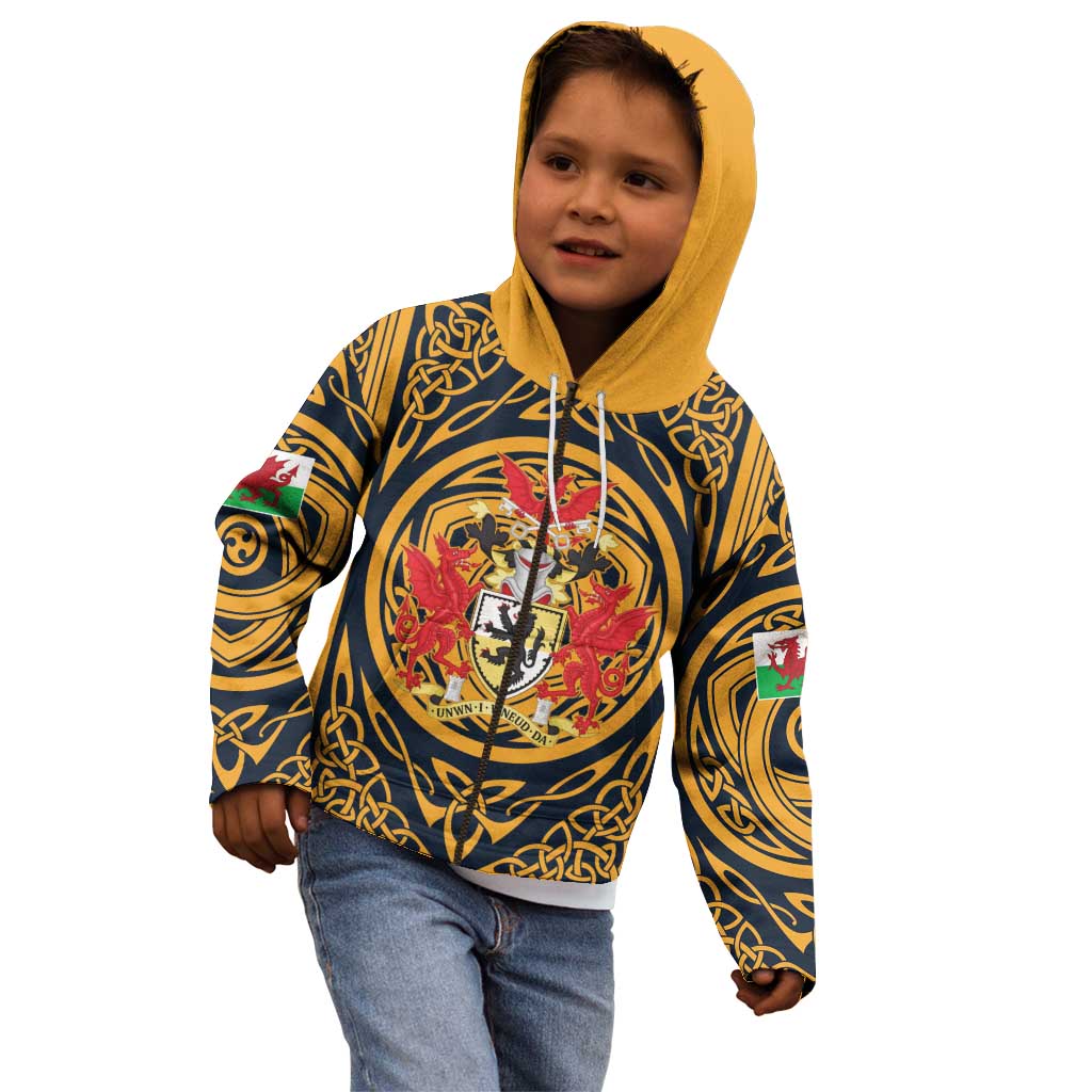 Personalized Denbighshire Wales Kid Hoodie Coat Of Arms Celtic Style - Wonder Print Shop