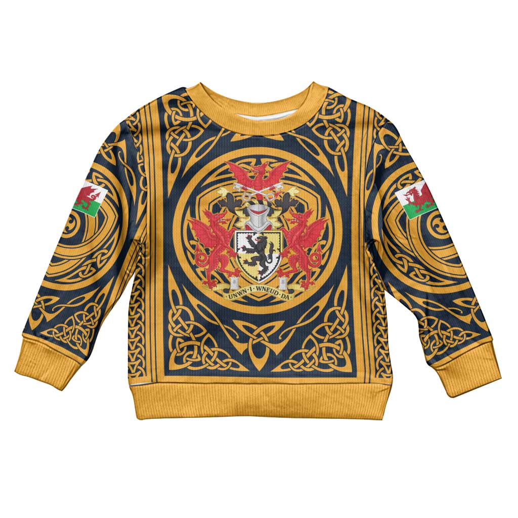 Personalized Denbighshire Wales Kid Ugly Christmas Sweater Coat Of Arms Celtic Style - Wonder Print Shop