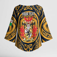 Personalized Denbighshire Wales Kimono Sleeve Blouse Coat Of Arms Celtic Style - Wonder Print Shop