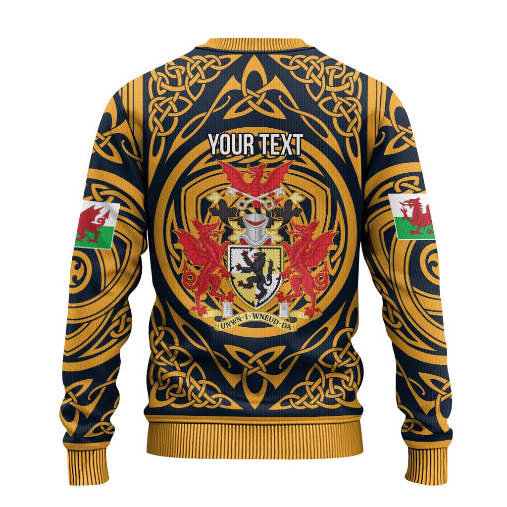 Personalized Denbighshire Wales Ugly Christmas Sweater Coat Of Arms Celtic Style - Wonder Print Shop