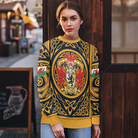 Personalized Denbighshire Wales Ugly Christmas Sweater Coat Of Arms Celtic Style - Wonder Print Shop