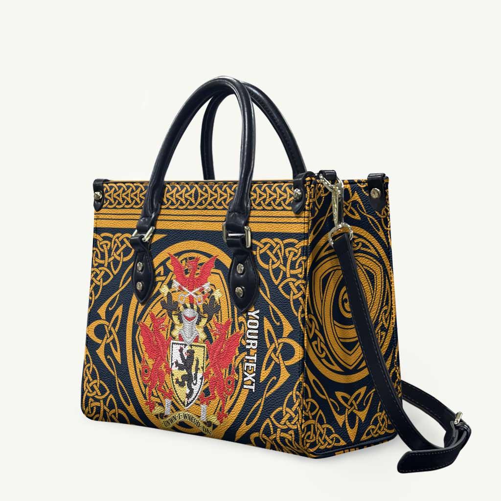 Personalized Denbighshire Wales Leather Bag Coat Of Arms Celtic Style - Wonder Print Shop