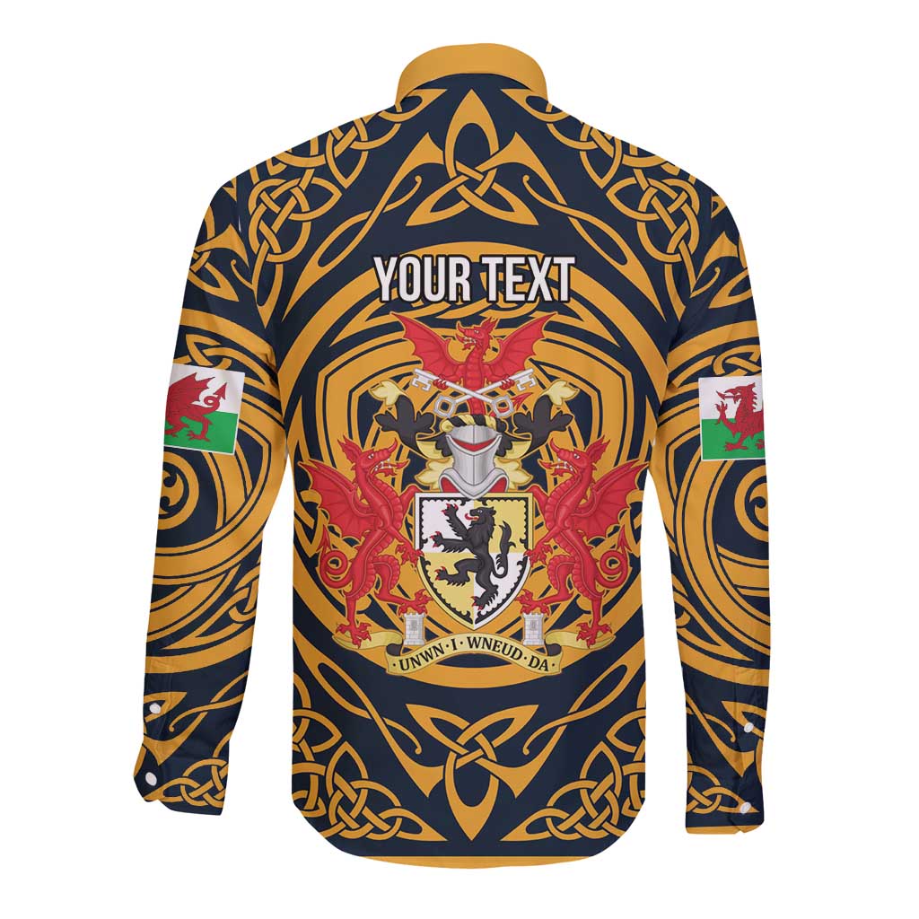 Personalized Denbighshire Wales Long Sleeve Button Shirt Coat Of Arms Celtic Style - Wonder Print Shop