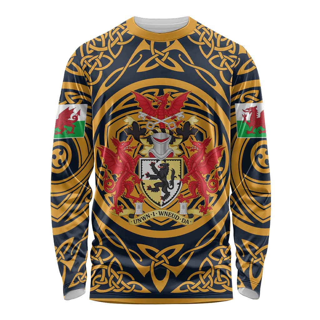 Personalized Denbighshire Wales Long Sleeve Shirt Coat Of Arms Celtic Style - Wonder Print Shop