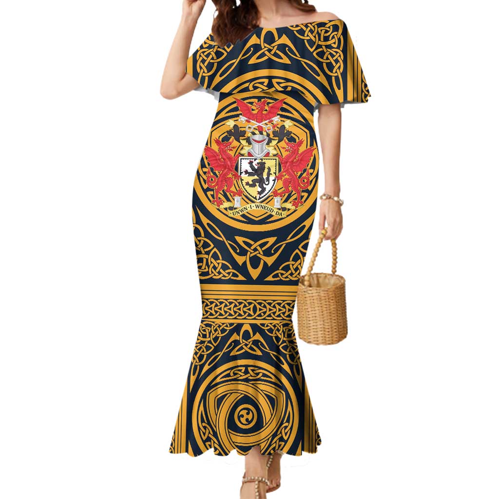 Personalized Denbighshire Wales Mermaid Dress Coat Of Arms Celtic Style - Wonder Print Shop