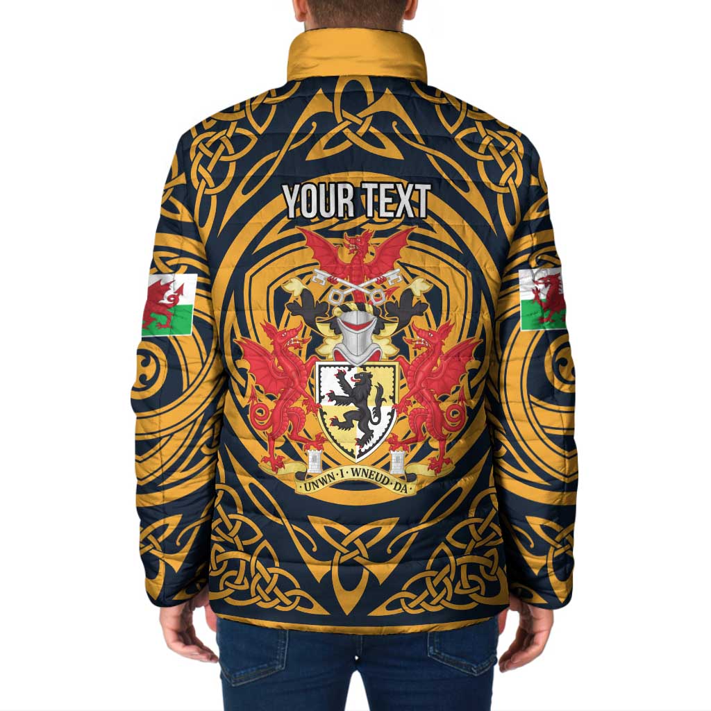 Personalized Denbighshire Wales Padded Jacket Coat Of Arms Celtic Style - Wonder Print Shop