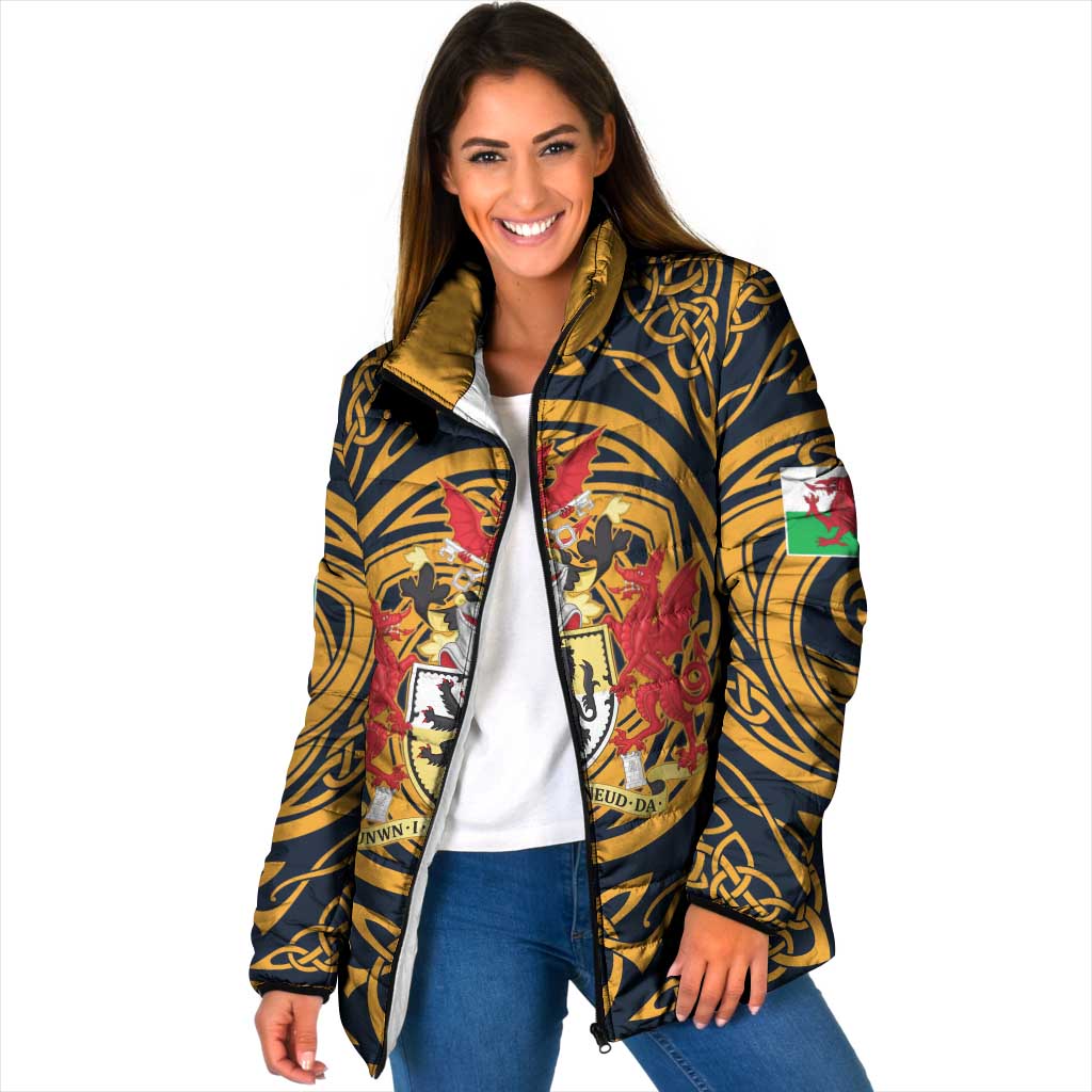 Personalized Denbighshire Wales Padded Jacket Coat Of Arms Celtic Style - Wonder Print Shop