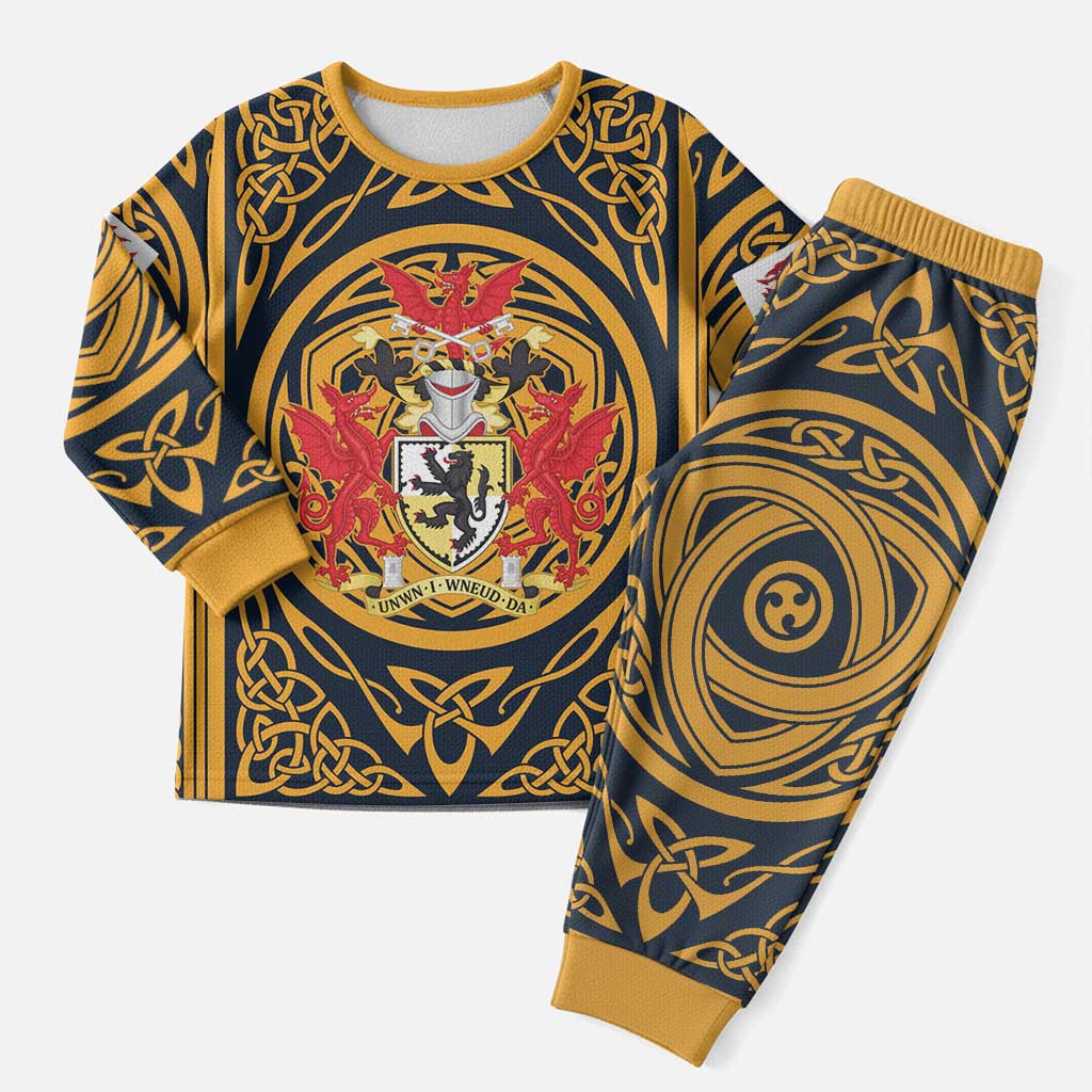 Personalized Denbighshire Wales Christmas Pajama Set Coat Of Arms Celtic Style - Wonder Print Shop