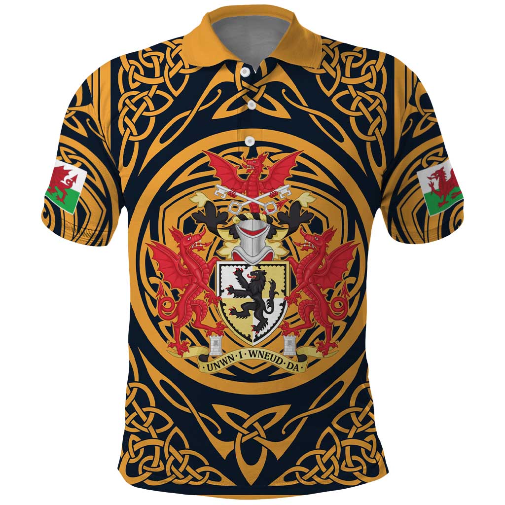 Personalized Denbighshire Wales Polo Shirt Coat Of Arms Celtic Style - Wonder Print Shop
