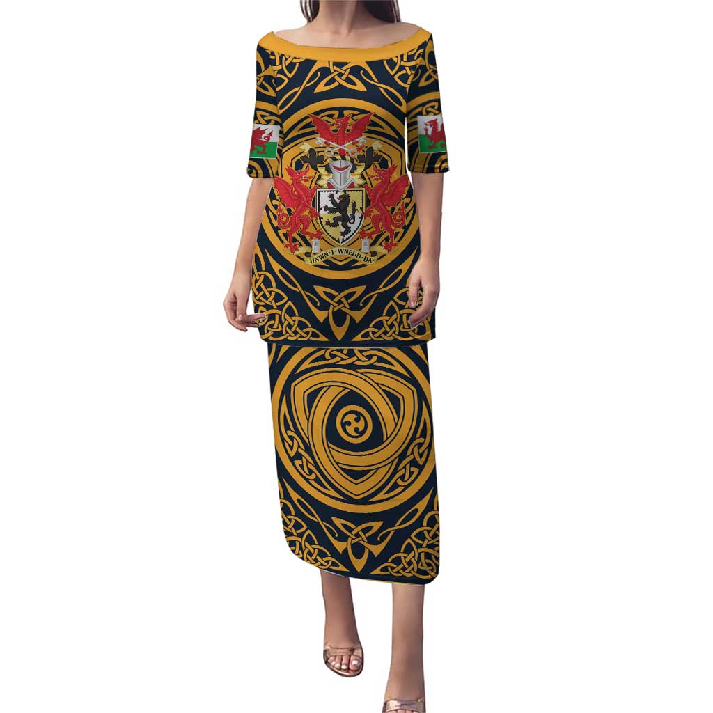 Personalized Denbighshire Wales Puletasi Coat Of Arms Celtic Style - Wonder Print Shop