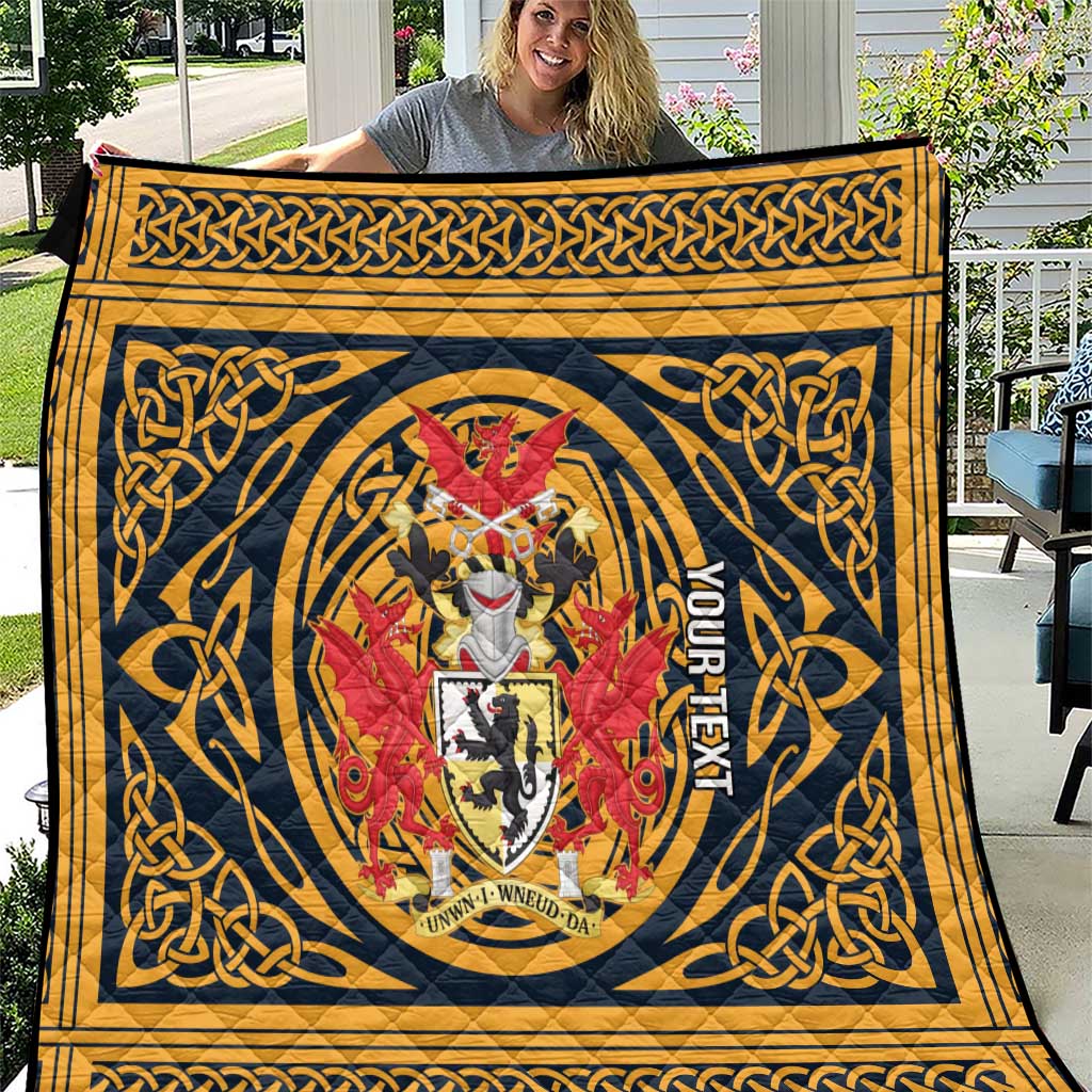 Personalized Denbighshire Wales Quilt Coat Of Arms Celtic Style - Wonder Print Shop
