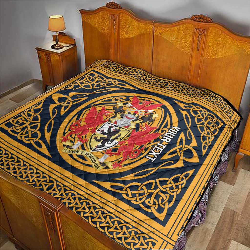 Personalized Denbighshire Wales Quilt Coat Of Arms Celtic Style - Wonder Print Shop