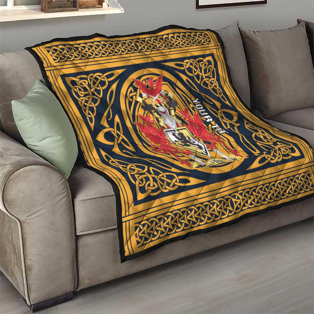 Personalized Denbighshire Wales Quilt Coat Of Arms Celtic Style - Wonder Print Shop