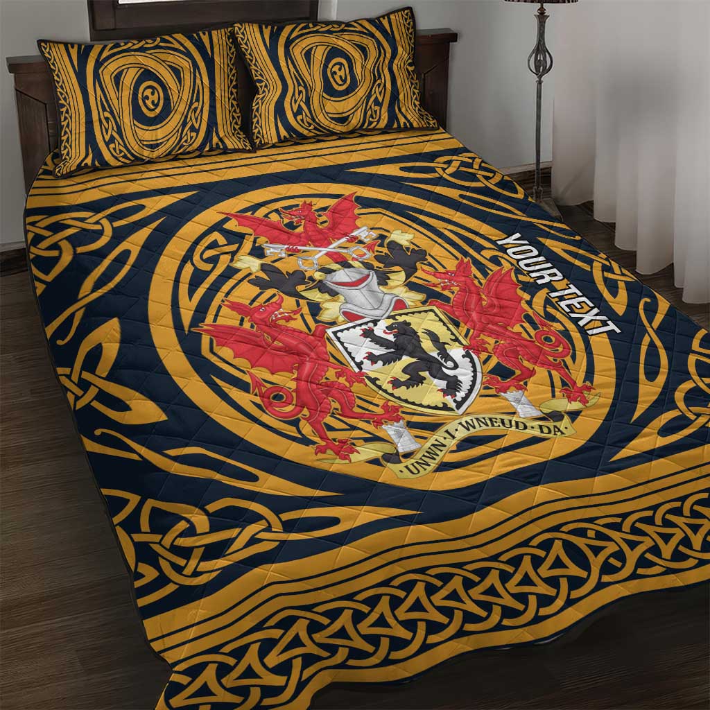 Personalized Denbighshire Wales Quilt Bed Set Coat Of Arms Celtic Style - Wonder Print Shop